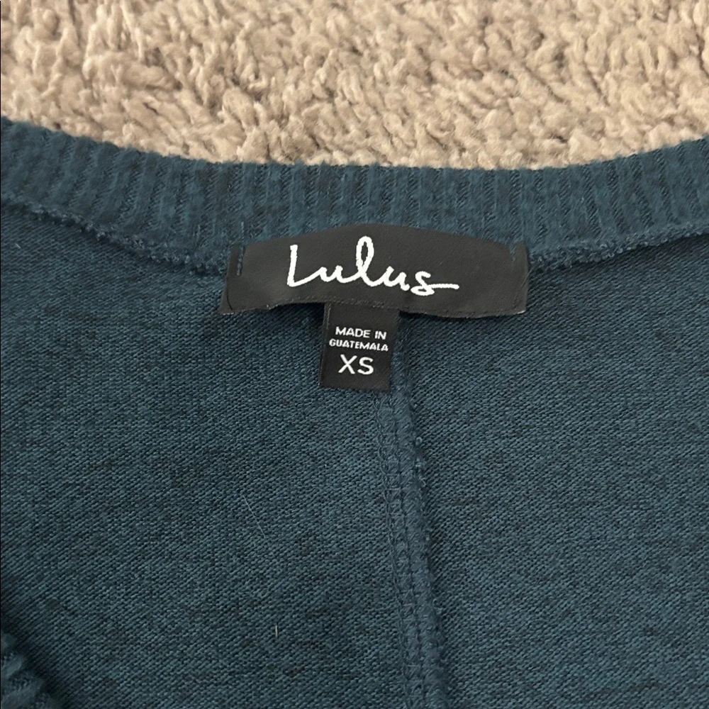 Lulu's Deep Teal Sweater Dress - Picture 2 of 4